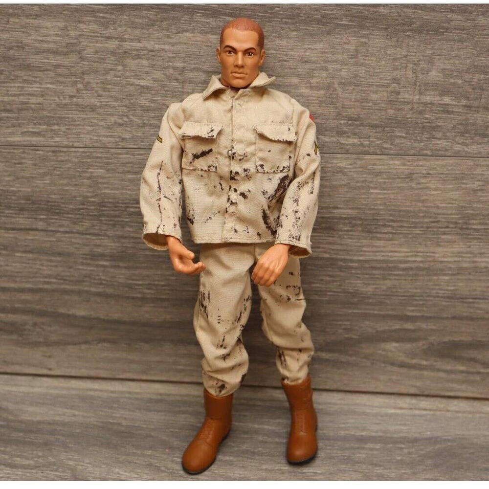 Vintage 1996 Hasbro GI Joe Boy Doll Action Figure Jointed Tan Black Outfit